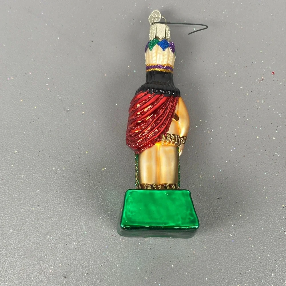 Old World Christmas Ornaments Lot Native Chief Cigar Store & Blue Father Santa
